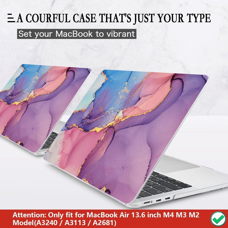 CISSOOK Compatible with MacBook Air 13.6 inch Case 2025 2024 2022 Release M4 M3 M2 Chip, Marble Plastic Hard Shell Case Keyboard Cover for MacBook Air 13.6 inch A3240 A3113 A2681, Purple Marble - Image 3